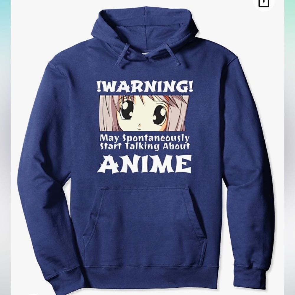 Anime Girl Blue Hoodie Sweatshirt Medium Funny | May Spontaneously Talk About